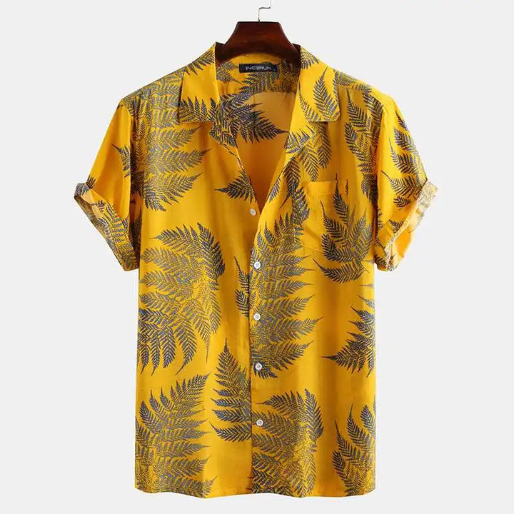 Sergio - Camicia con stampa tropicale di foglie