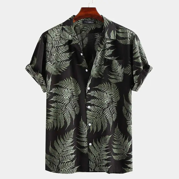 Sergio - Camicia con stampa tropicale di foglie