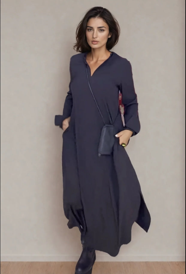 Daria - Abito lungo in cotone elasticizzato con tasche