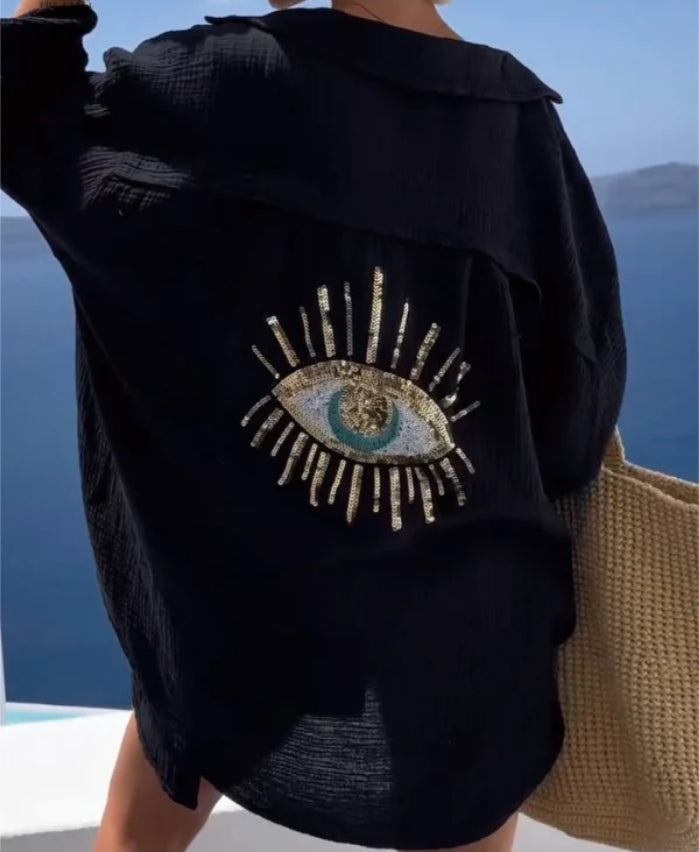 Emma - Top con paillettes a forma di occhi