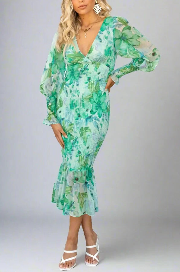 Lara - Vestito Midi con Stampa Floreale
