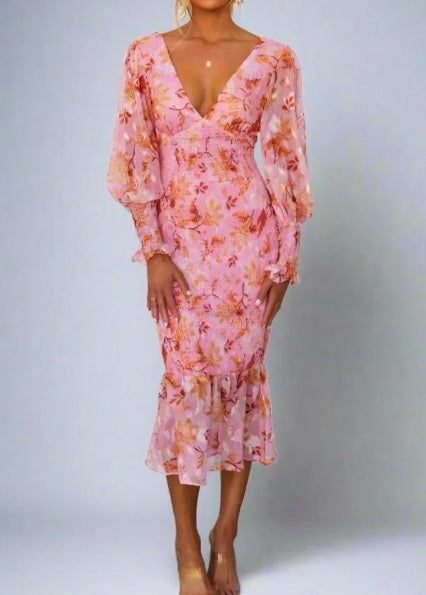 Lara - Vestito Midi con Stampa Floreale