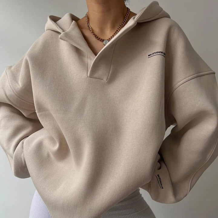 Rosa - Morbido Pullover con Mezza Chiusura a Bottoni