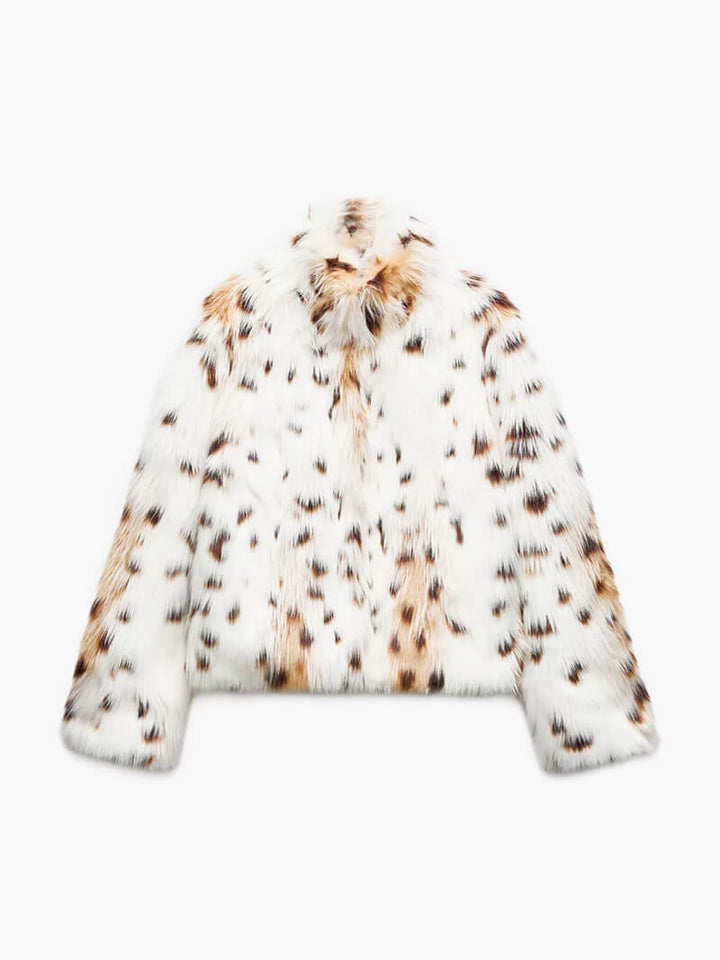 Emma - Giacca in Pelliccia con Stampa Leopardata