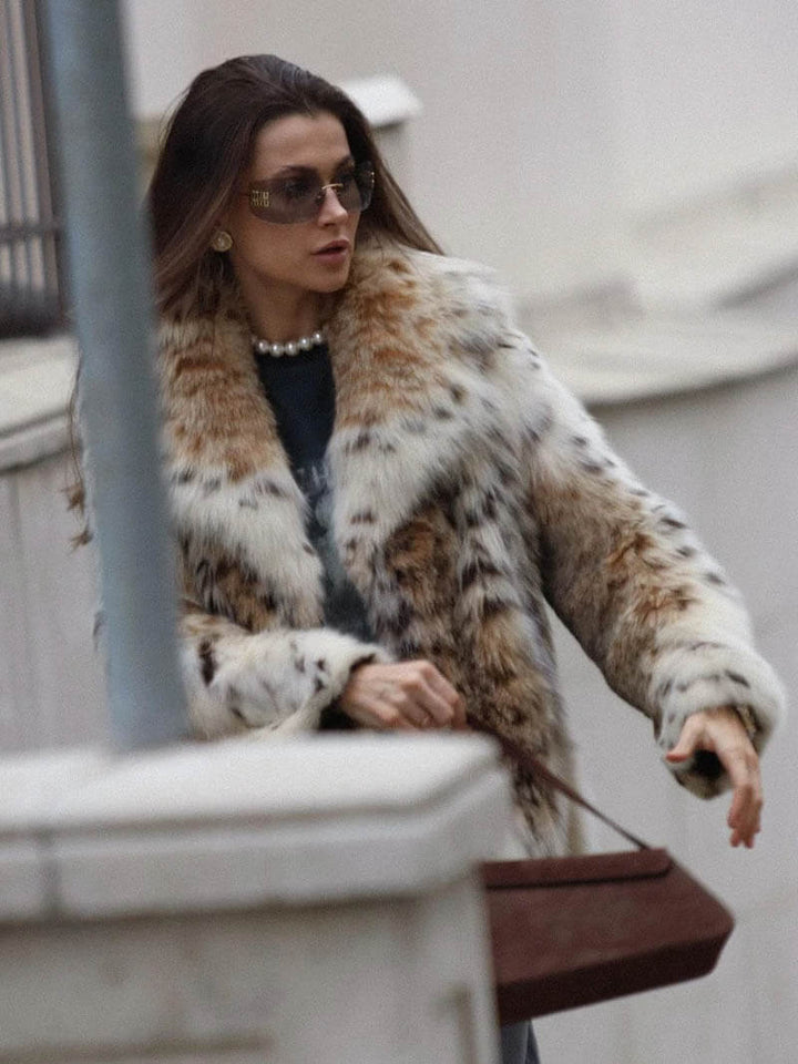 Emma - Giacca in Pelliccia con Stampa Leopardata