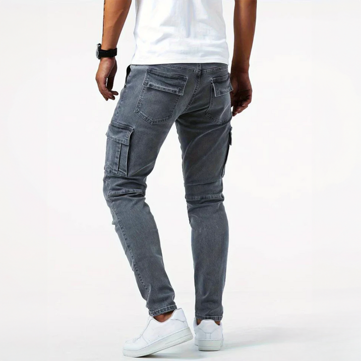 Enzo - Pantaloni cargo in tessuto elasticizzato