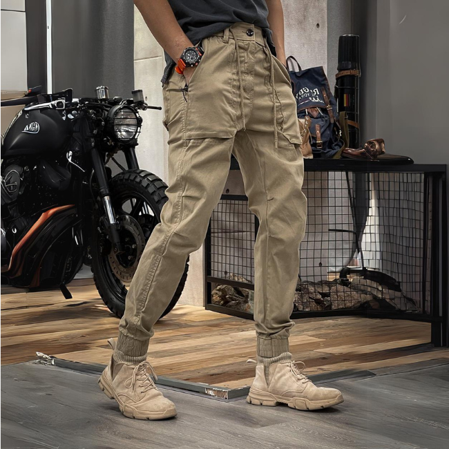 Enzo - Pantaloni Cargo Stretch in Spandex