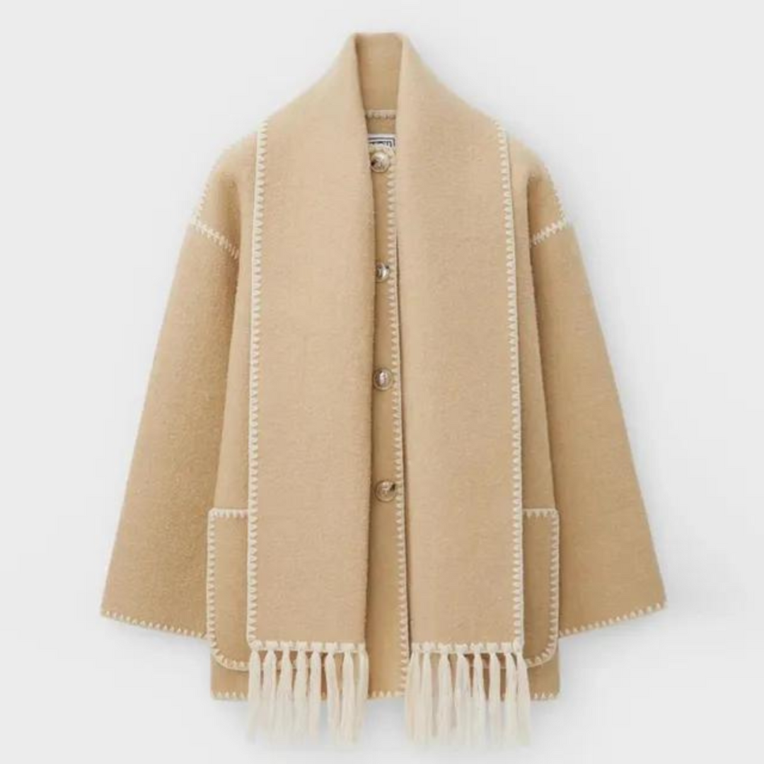 Mara - Elegante cappotto di lana con sciarpa invernale