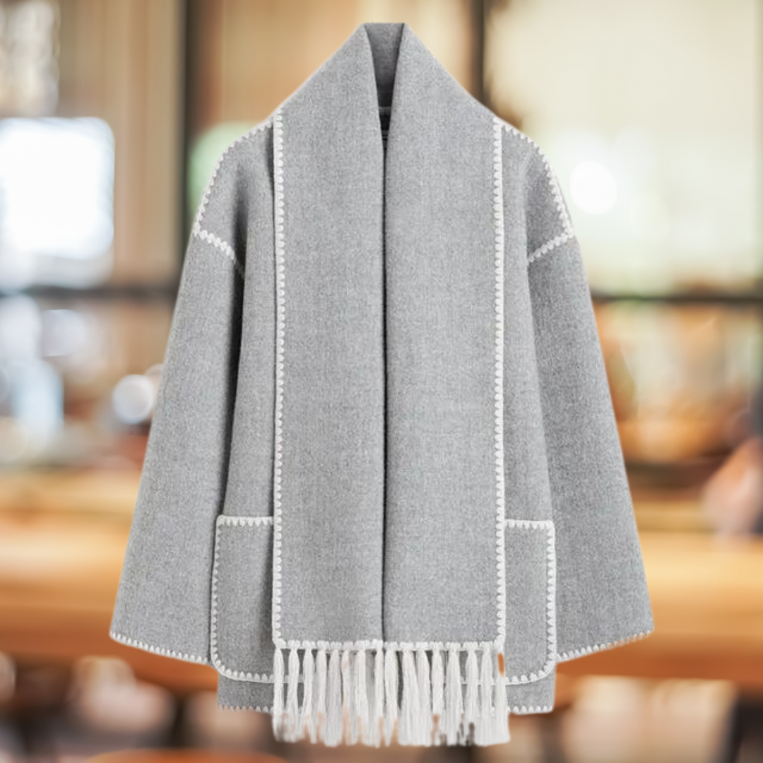 Mara - Elegante cappotto di lana con sciarpa invernale