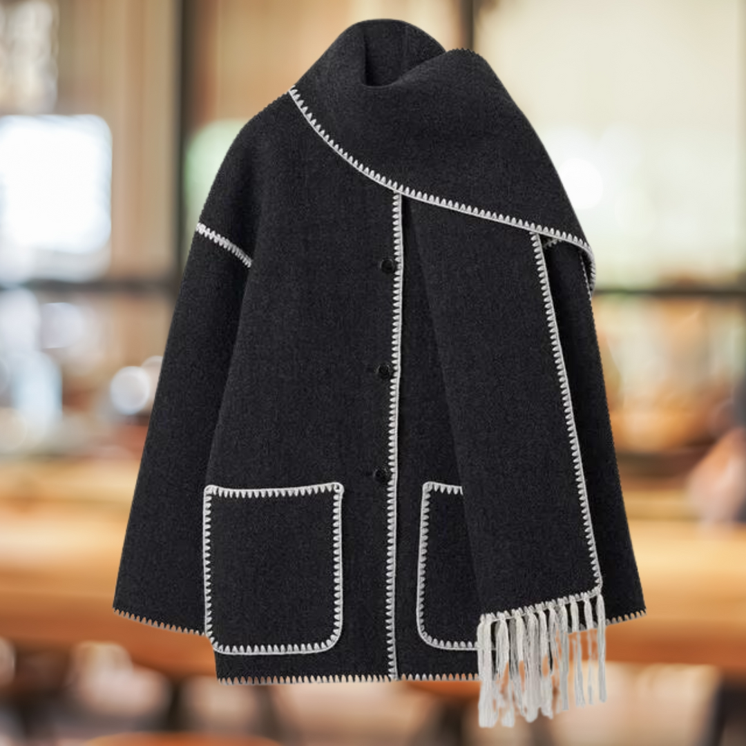 Mara - Elegante cappotto di lana con sciarpa invernale