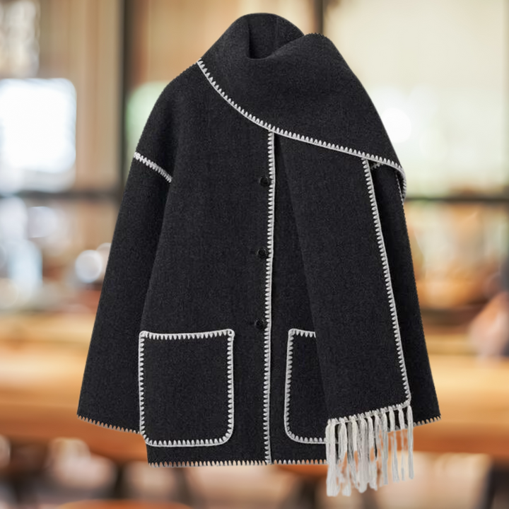 Mara - Elegante cappotto di lana con sciarpa invernale