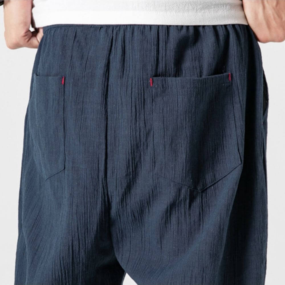 Luca - Pantaloni Comodi in Cotone e Lino - Nero