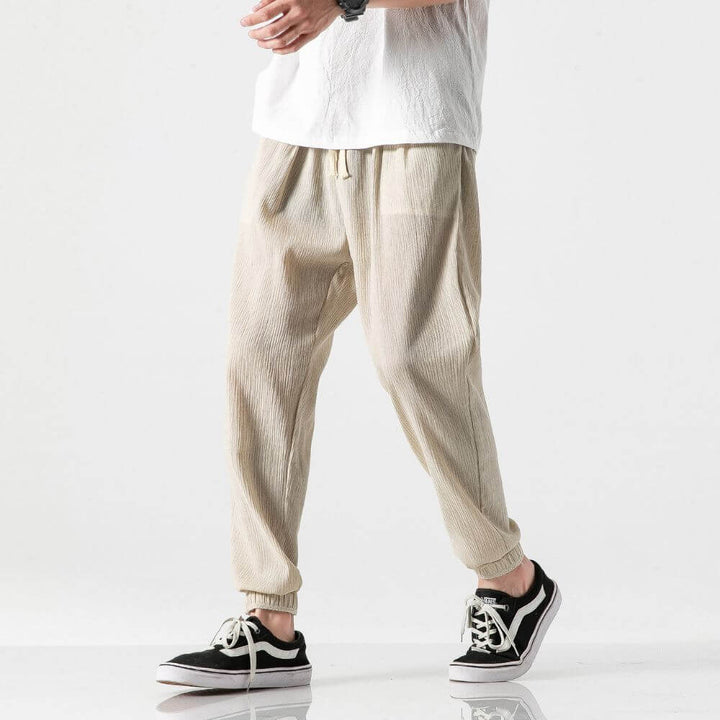 Luca - Pantaloni Comodi in Cotone e Lino - Nero