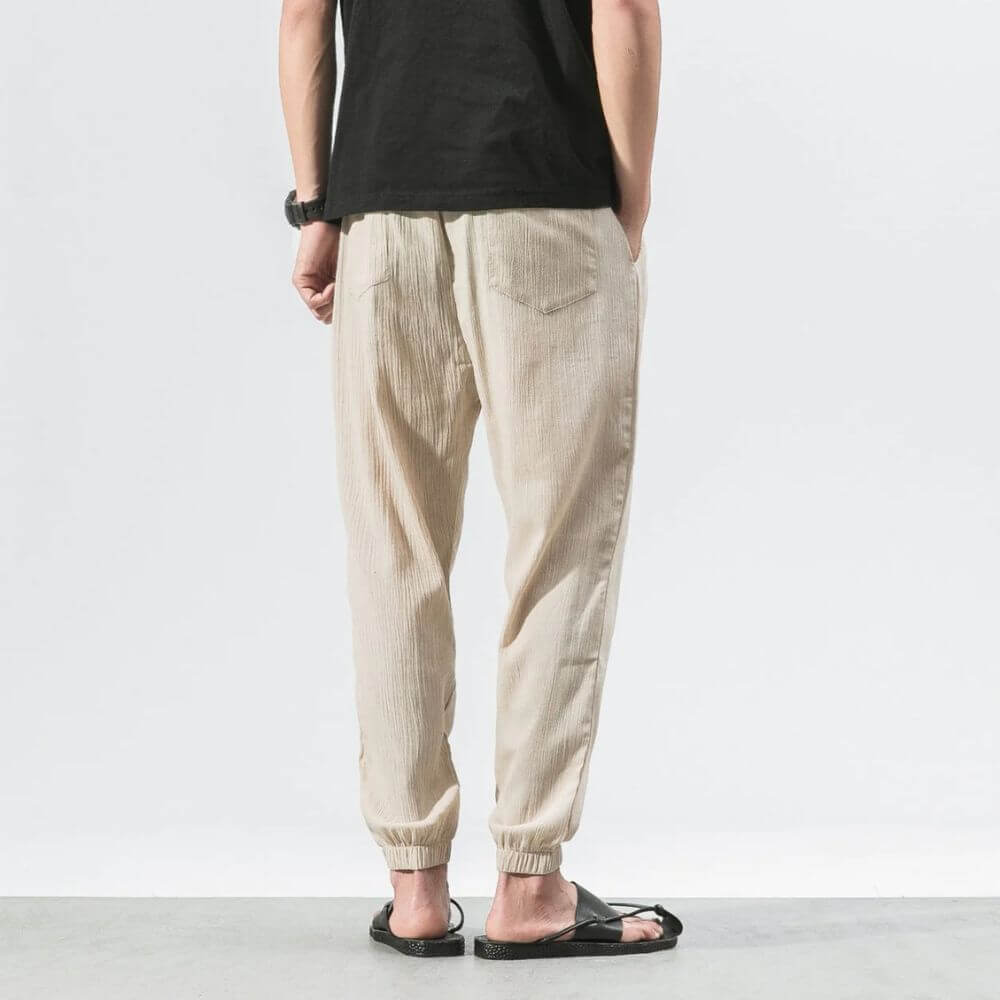 Luca - Pantaloni Comodi in Cotone e Lino - Nero