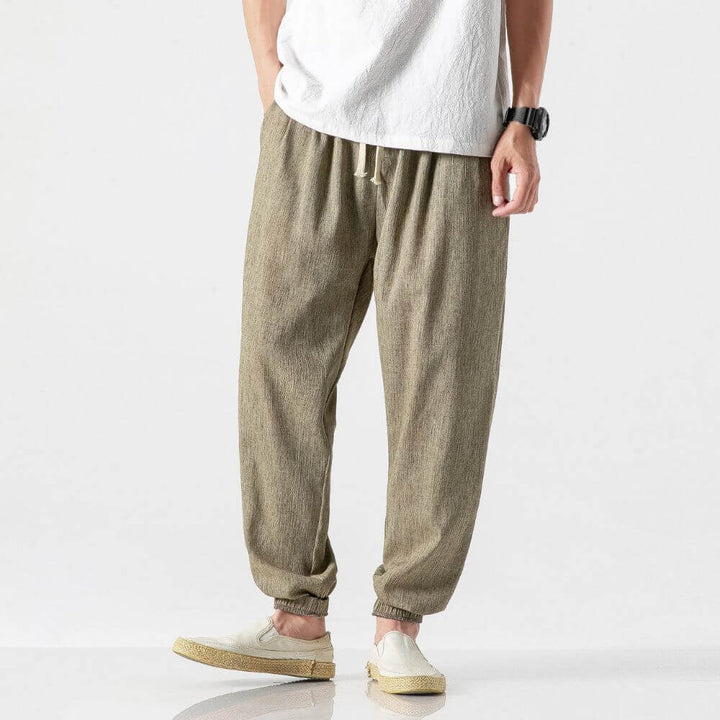 Luca - Pantaloni Comodi in Cotone e Lino - Nero