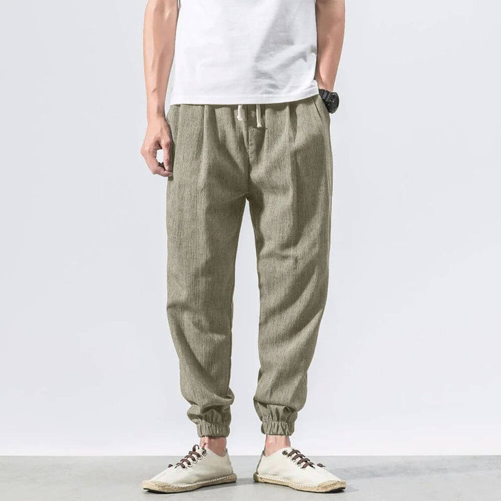 Luca - Pantaloni Comodi in Cotone e Lino - Nero