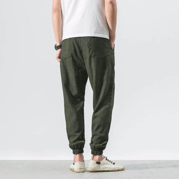 Luca - Pantaloni Comodi in Cotone e Lino - Nero
