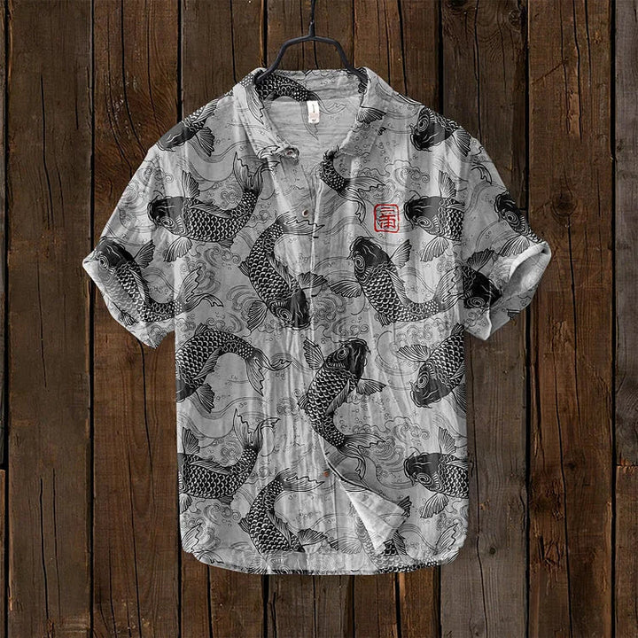 Vintage camicia in lino a forma di pesce