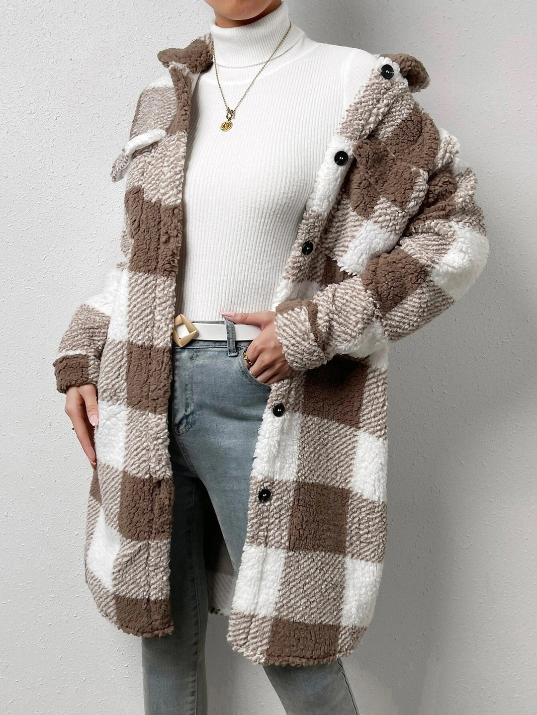 Nina - Cappotto in Velluto di Lana Morbida a Quadri