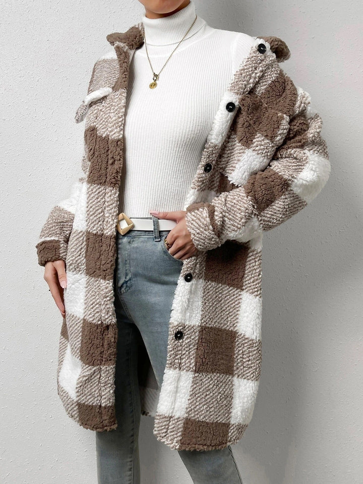 Nina - Cappotto in Velluto di Lana Morbida a Quadri