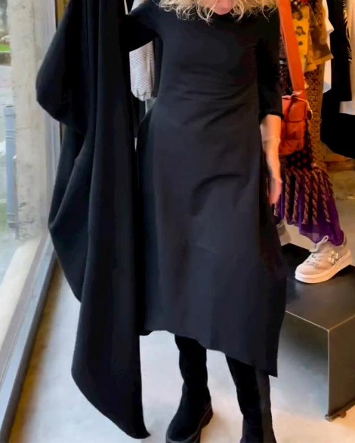 Eva - Vestito Midi Nero con Tasche