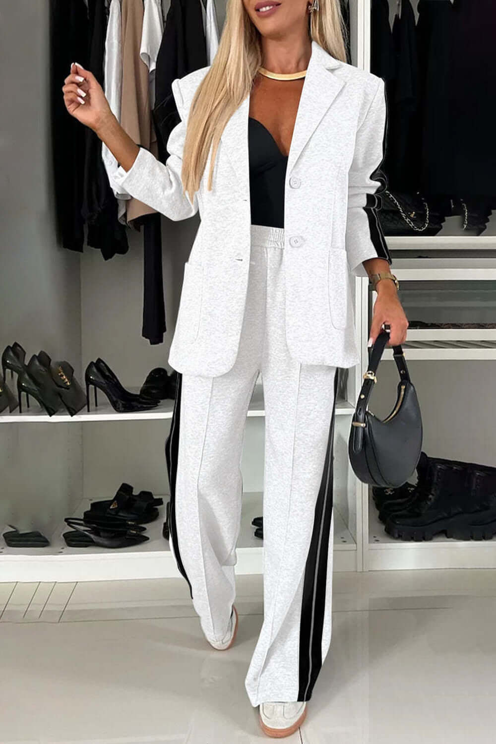 Mara - Set Completo in Cotone con Collo a Contrasto