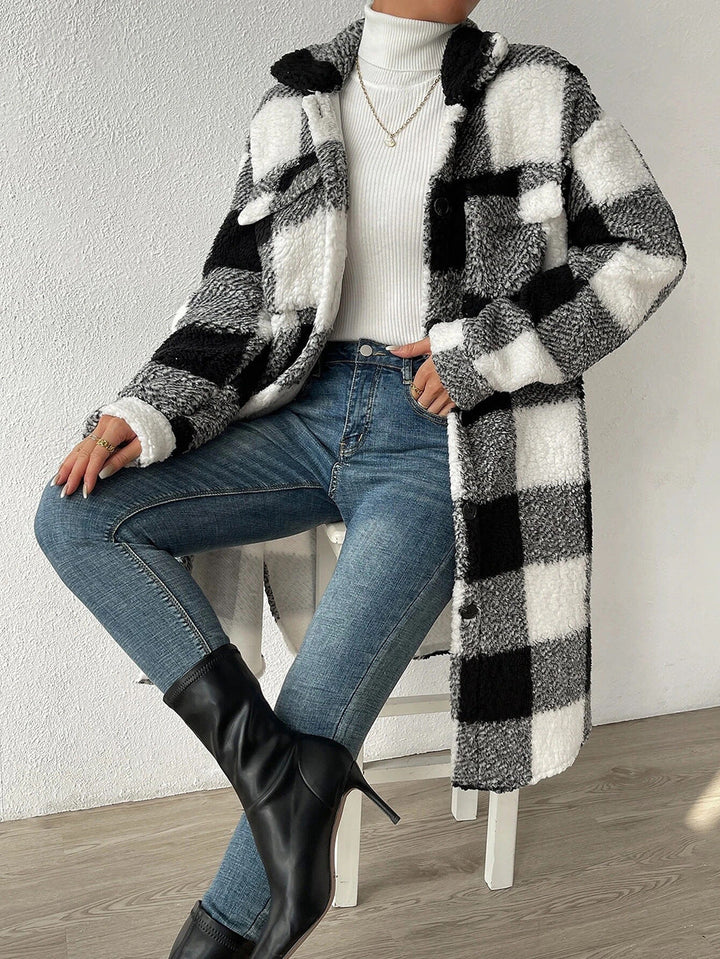 Nina - Cappotto in Velluto di Lana Morbida a Quadri