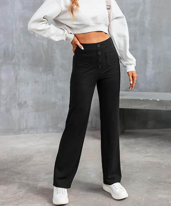 Sara - Pantaloni Chic in Cotone a Vita Alta