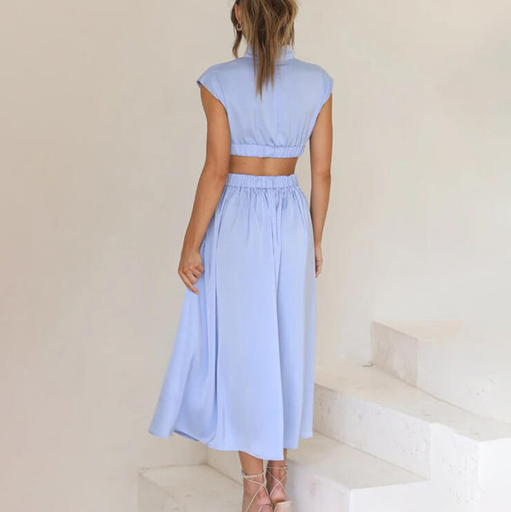 Ilaria - Vestito Plissettato con Collo Alto