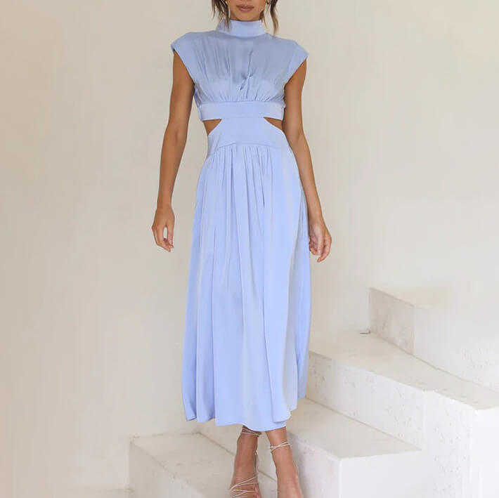 Ilaria - Vestito Plissettato con Collo Alto