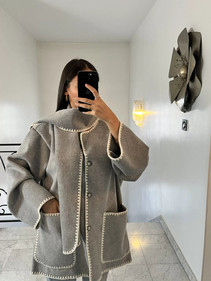 Mara - Elegante cappotto di lana con sciarpa invernale